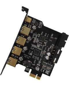 PCI-E to Type-C + A 4-Port USB 3.0 PCI Express Card and 4-Pin Power Connector, Mini PCI-E USB 3.0 Hub Controller Adapter with Internal 20-Pin Connector - Expand Another Two USB 3.0 Ports